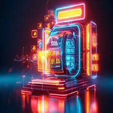 Meja permainan kartu dan roulette dengan suasana kasino virtual